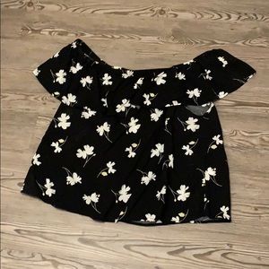 Black and white floral off the shoulder top